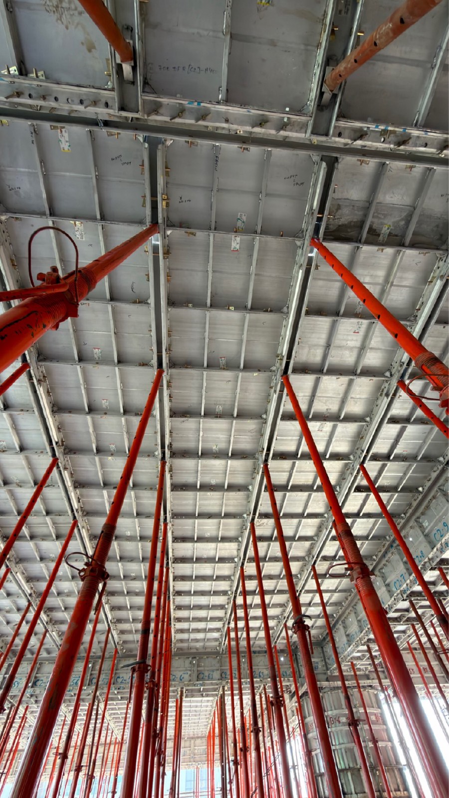 Aluminium formwork system in place on an Elimoc Infra site.